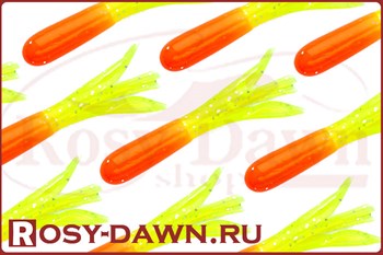 Кальмарчики Action Plastics Tube Jigs 40мм, 5шт, orange chartreuse glitter - фото 8379