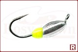 Мормышка "Оливка", L-4мм, 0.17гр, серебро, желтая флюо. капля